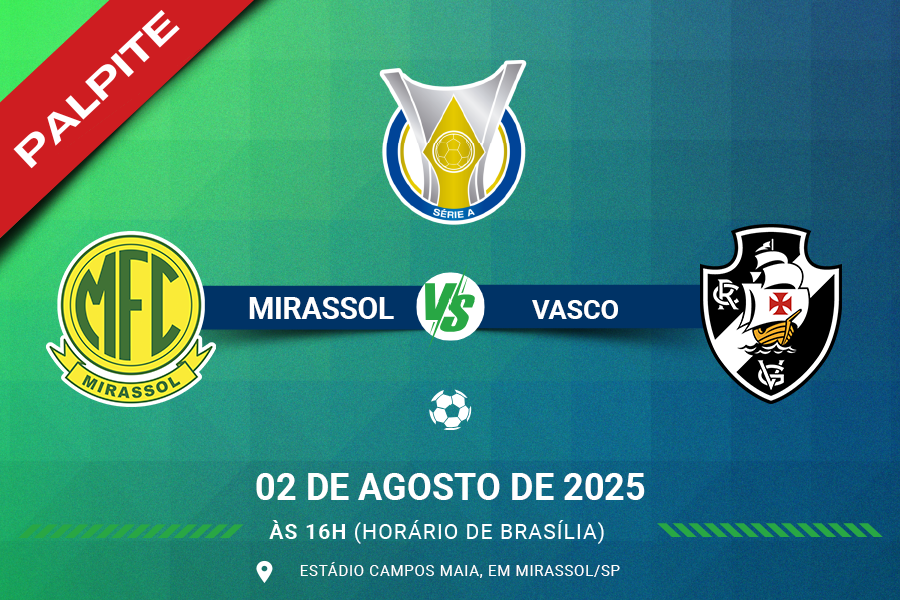 Palpite para MIrassol contra Vasco pelo Brasileirão Série A