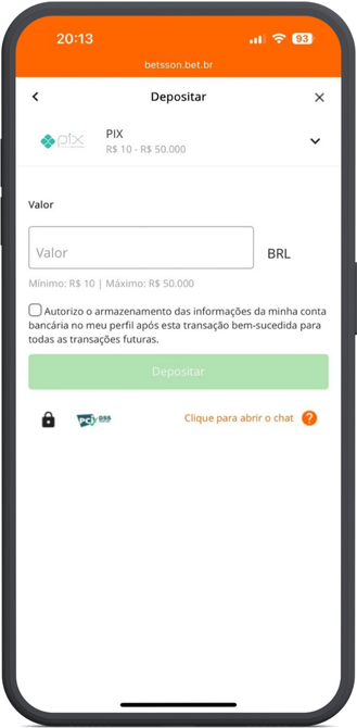 como depositar valor mínimo depósito betsson