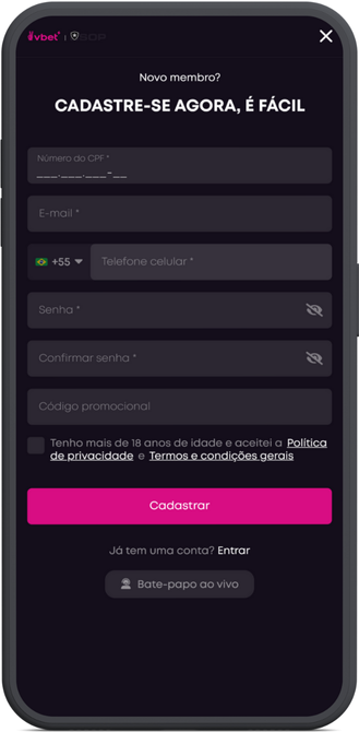 como se cadastrar vbet registro passo 2