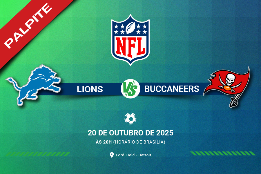 Saiba tudo sobre o jogo entre Detroit Lions x Tampa Bay Buccaneers pela Semana 7 da temporada 2025 da NFL.