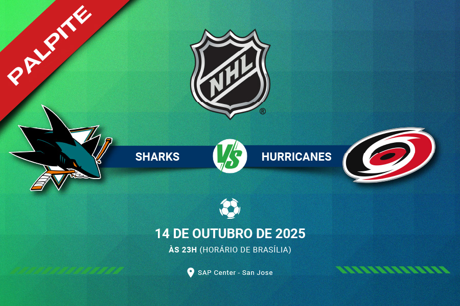 Confira a análise, o melhor palpite e onde assistir o confronto entre San Jose Sharks x Carolina Hurricanes nesta terça-feira (14/10) pela NHL.