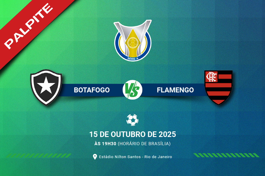 Botafogo x Flamengo jogam pela 28º rodada do Brasileirão Série A de 2025 nesta quarta-feira, 15/10. Saiba onde assistir ao jogo e o melhor palpite.