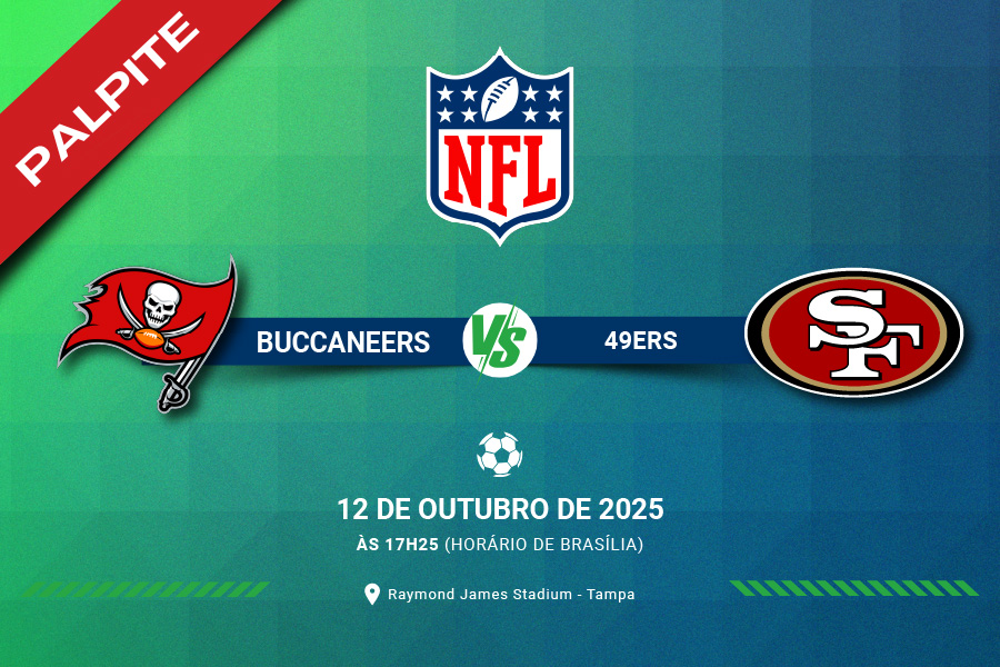 Confira a análise completa para o jogo entre Tampa Bay Buccaneers x San Francisco 49ers pela Semana 6 da NFL 2025. Onde Assistir, Desfalques e Palpite.