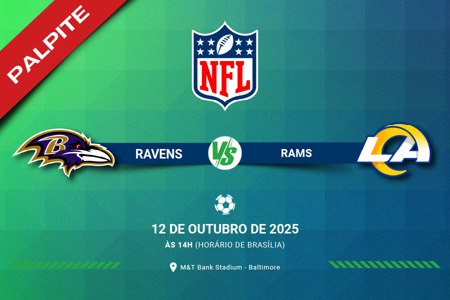 Confira a análise do confronto entre Baltimore Ravens e Los Angeles Rams pela Semana 6 da NFL.Onde Assistir, Lesionados e o melhor palpite.
